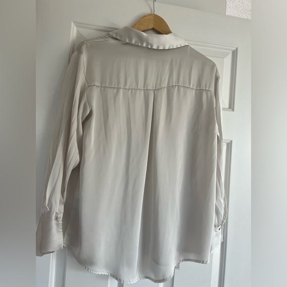 Top with silk effect - Cream/White Color - Picture 2 of 2